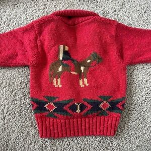 Vintage Ralph Lauren Baby Equestrian Horse Western Cardigan Sweater 3-12 Months
